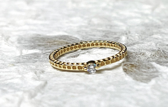 Ring Vermeil - YG - Princess w/solitaire