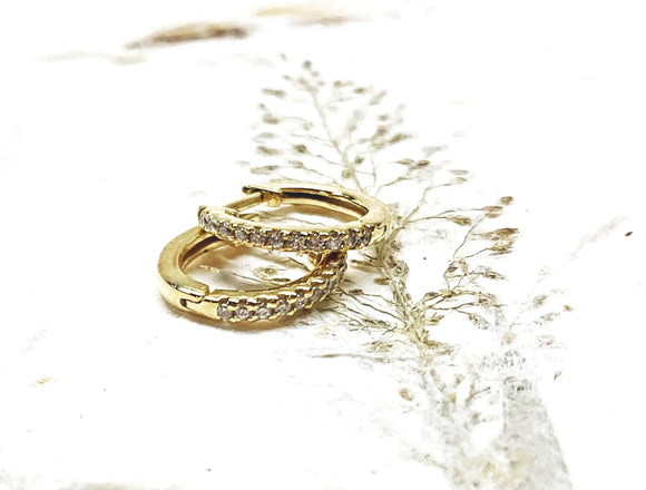 Hoop Ear Rings Vermeil - YG -  CZ