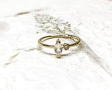 Ring Vermeil - YG - Oval w/cz