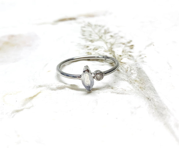 Ring Vermeil - WG - Oval w/cz