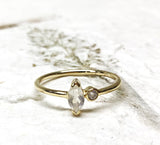 Ring Vermeil - YG - Oval w/cz
