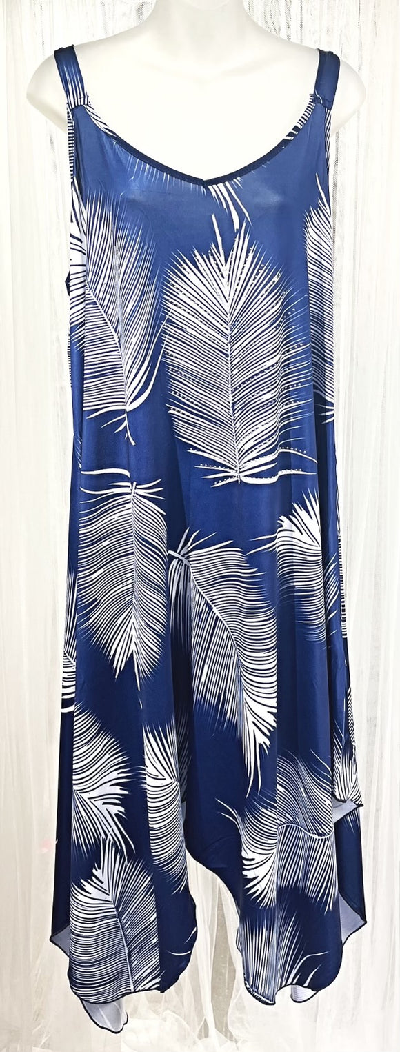 Bandana Dress - Blue Leaves - A 21698