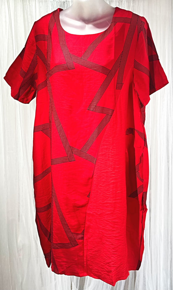 Dress Short S/S & Pockets -Red - A 23029-2