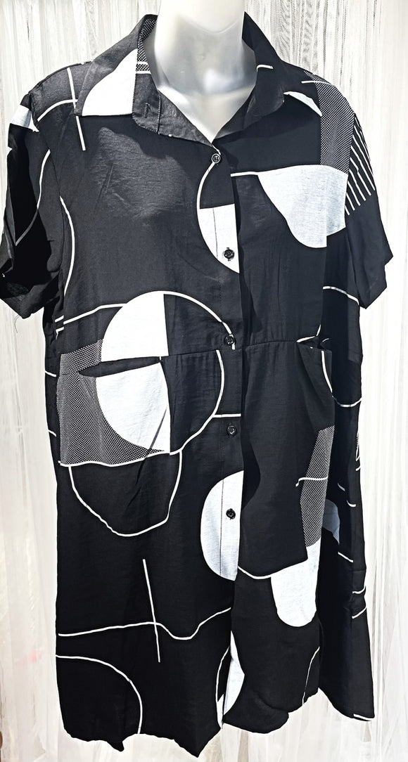 Dress w/collar and Pockets - Black -A 21669-2