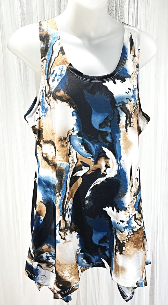 Tunic Top -  Print - Turquoise Multi - A 22010-5